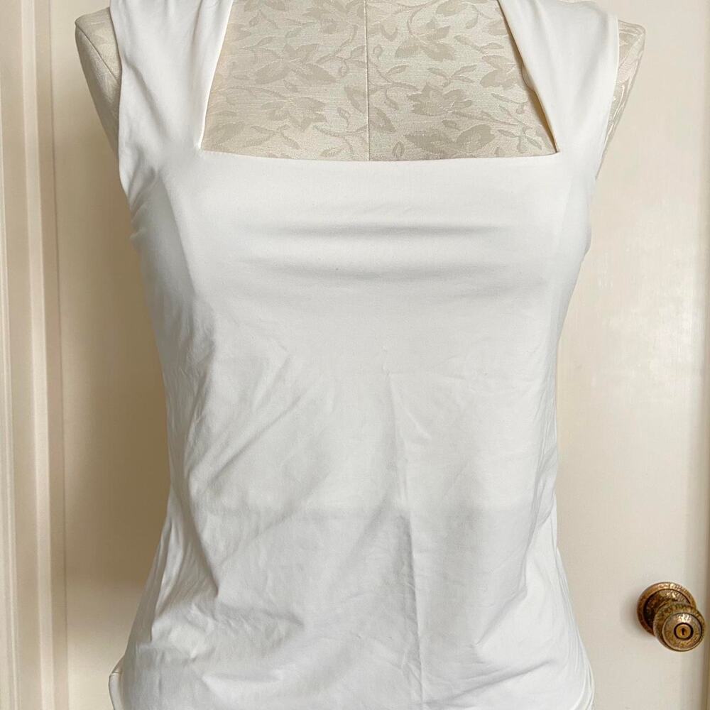 White square neck tank top